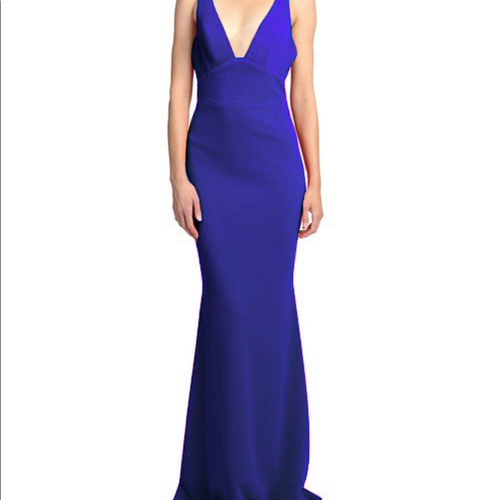 NWT Mischa Badgley Cobalt Cross Back Gown